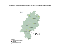 Standorte der IQ Anerkennungsberatung in Hessen 
